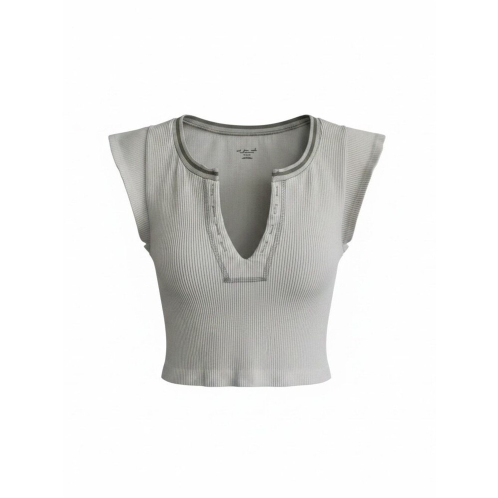 Out from Under Urban Outfitters Ribbed V-Notch Cap Sleeve Crop Top - M/L